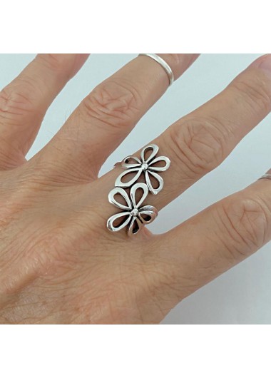 Floral Design Alloy Detail Silver Ring product