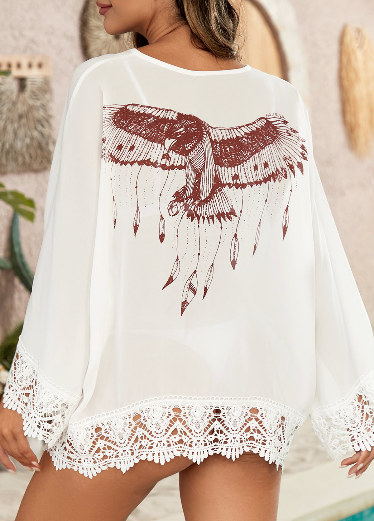Tie Front Lace White Cover Up