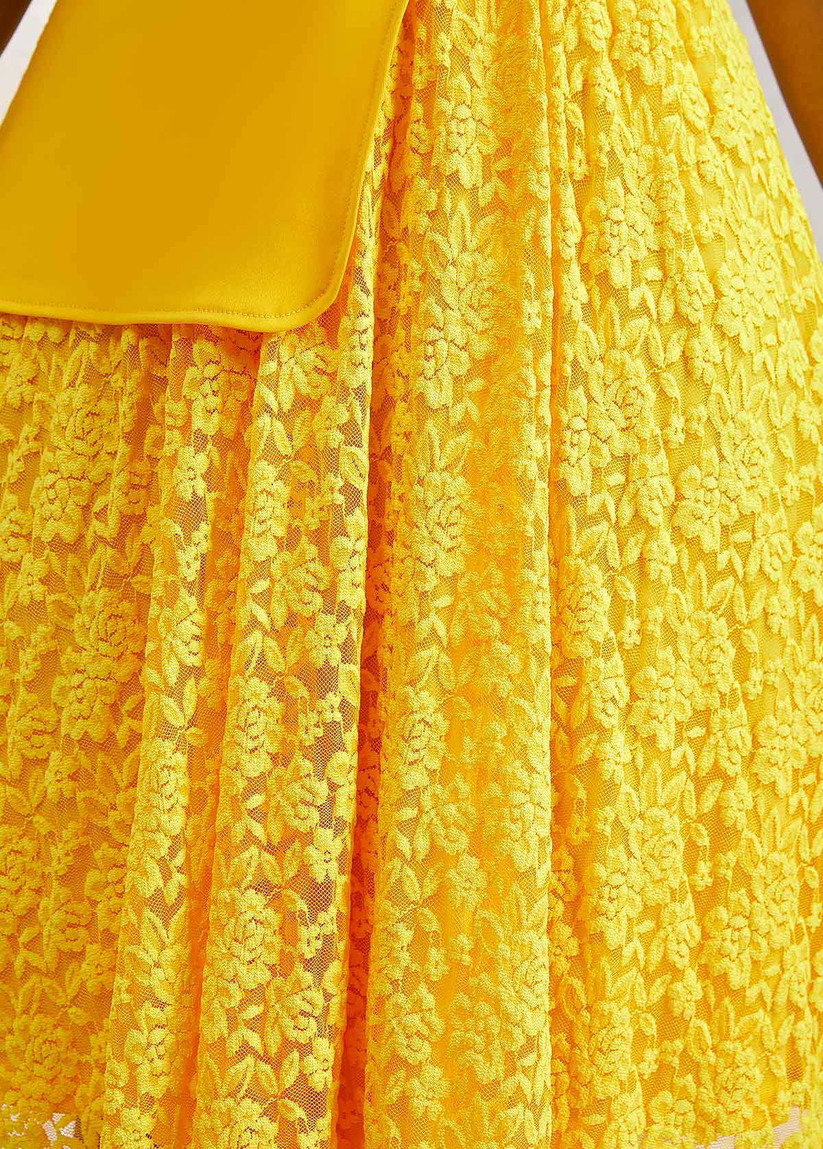 Asymmetry Belted Yellow Lapel Sleeveless Dress