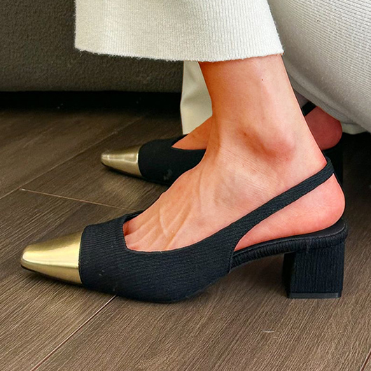 Black Closed Toe Mid Heel Sandals