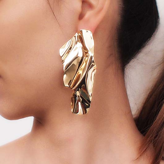 Asymmetric Shape Design Gold Alloy Earrings