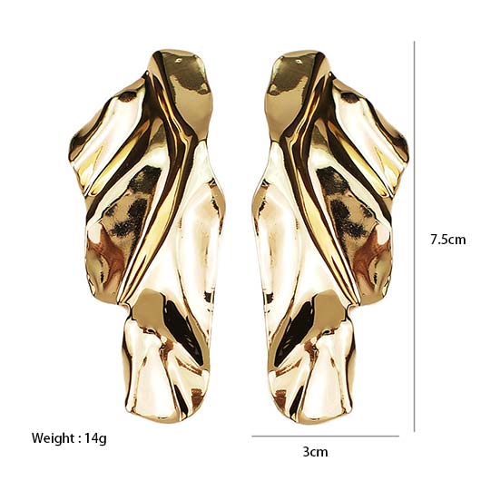 Asymmetric Shape Design Gold Alloy Earrings