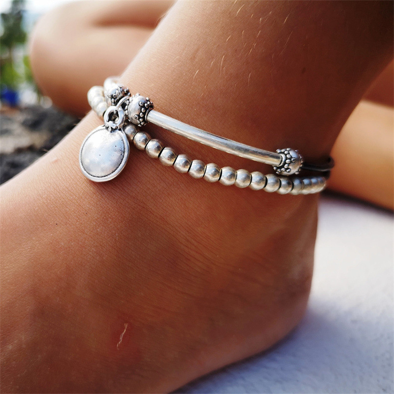 Silver Round Anklets
