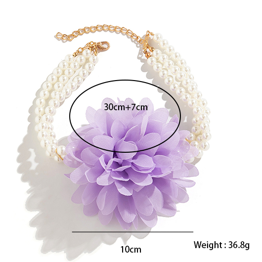Floral Design Pearl Light Purple Necklace