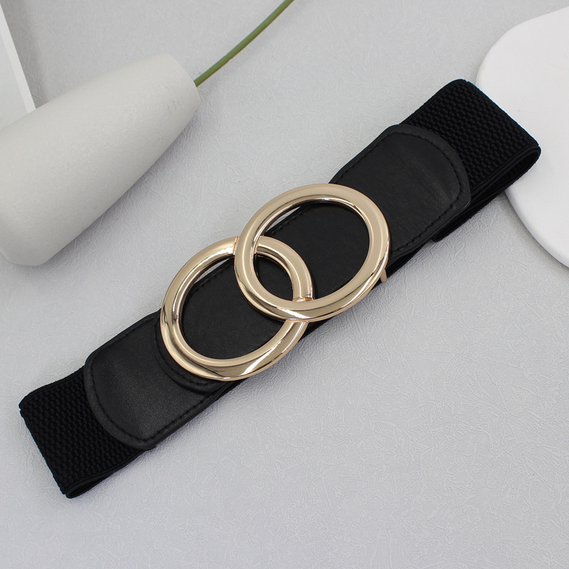 Elastic Design Black Circular Detail Belt