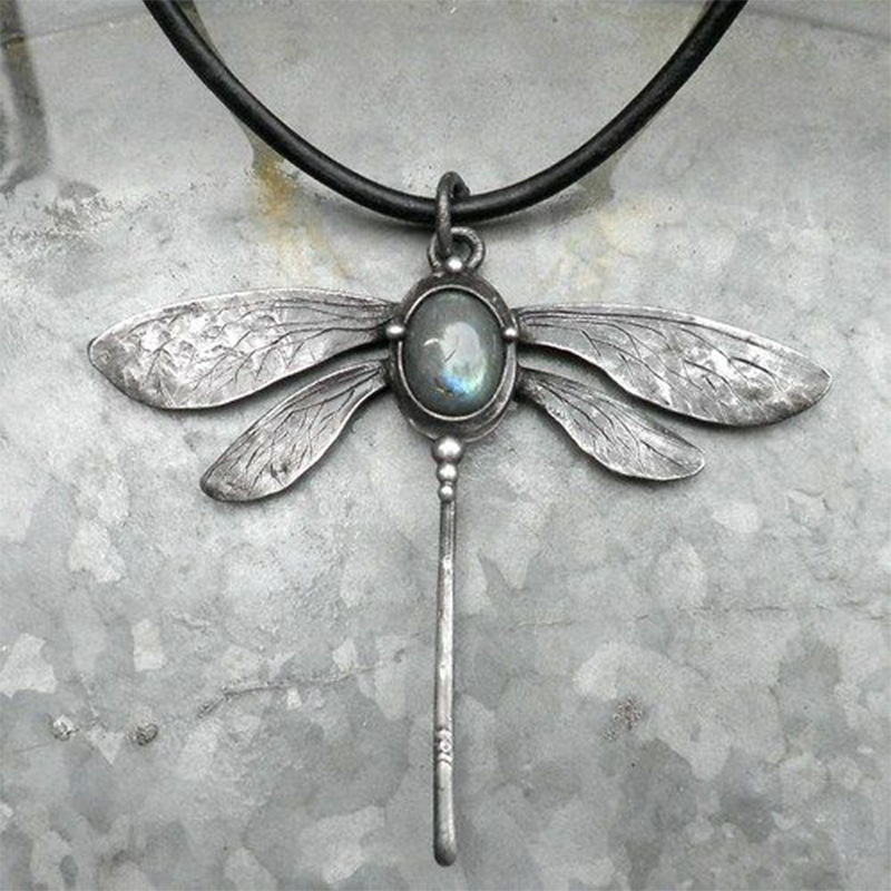 Dragonfly Design Alloy Retro Silver Necklace