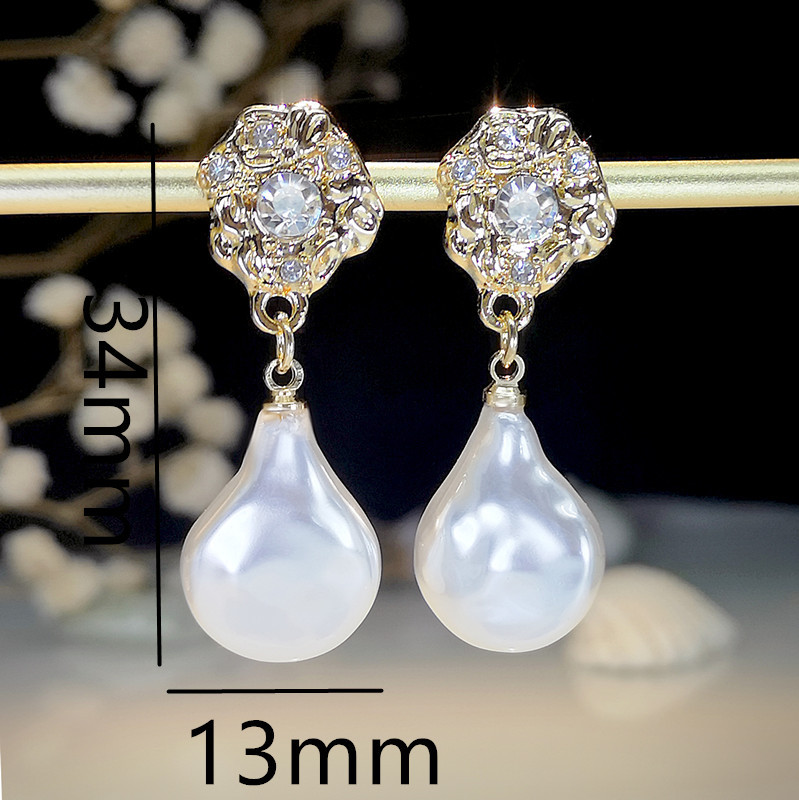 Pearl Detail White Teardrop Design Earrings