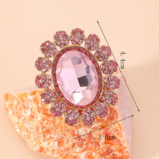 Pink Hot Drilling Oval Design Ring