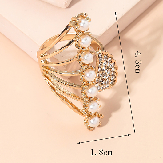 Hot Drilling Alloy Detail Gold Ring