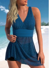Lace Criss Cross Peacock Blue Swimdress Top-No Bottom