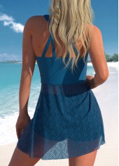 Lace Criss Cross Peacock Blue Swimdress Top-No Bottom