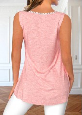 Light Pink V Neck Lace Tank Top