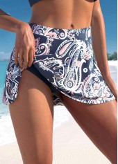 Lace Mid Waisted Paisley Print Circular Ring Tankini Set
