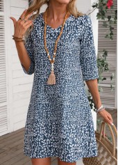 Ditsy Floral Print Lightweight Navy Dress