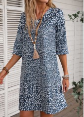 Ditsy Floral Print Lightweight Navy Dress