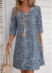 Ditsy Floral Print Lightweight Navy Dress