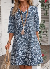 Ditsy Floral Print Lightweight Navy Dress