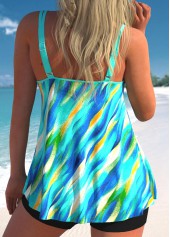 Dazzle Colorful Print Lightweight Cyan Tankini Set