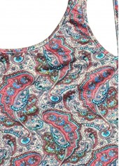 Tribal Print Asymmetry Light Camel Camisole Top