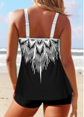 Tribal Print Patchwork Black Tankini Top-No Bottom