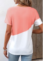 Zipper Round Neck Dusty Pink T Shirt