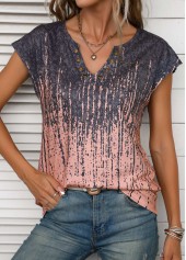 Graffiti Print Grommet Dusty Pink T Shirt