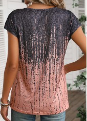 Graffiti Print Grommet Dusty Pink T Shirt