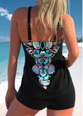 Paisley Print Criss Cross Black Tankini Top-No Bottom