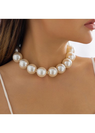 Hot Drilling Pearl Detail Gold Necklace product
