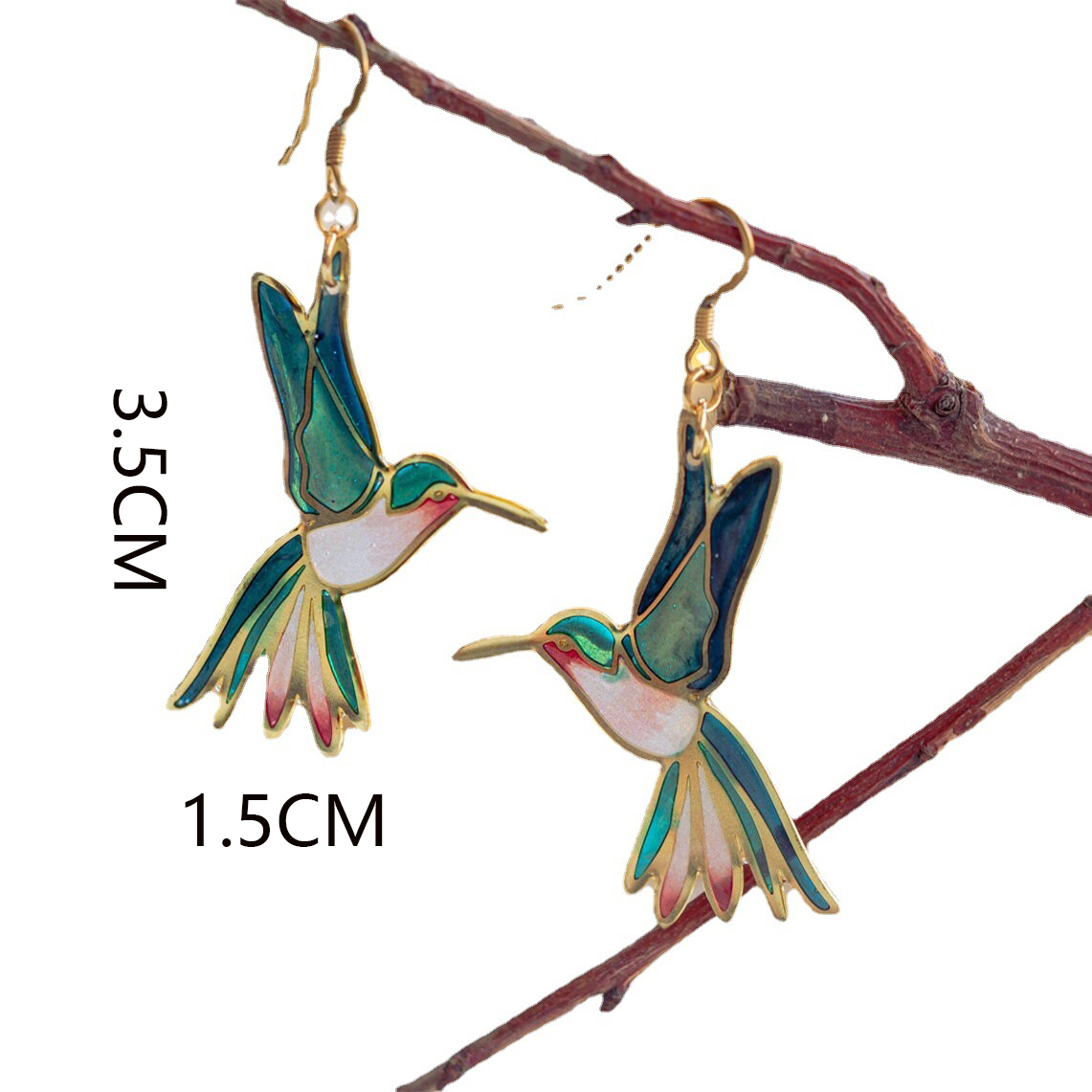 Birds Design Cyan Polyresin Material Earrings