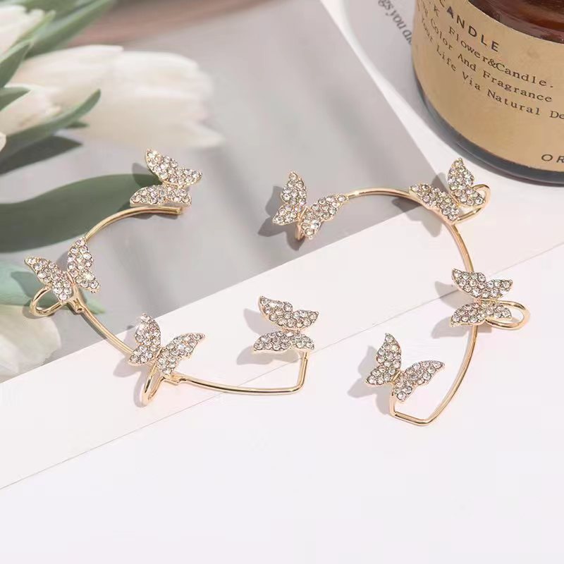 Golden Alloy Detail Butterfly Design Earrings