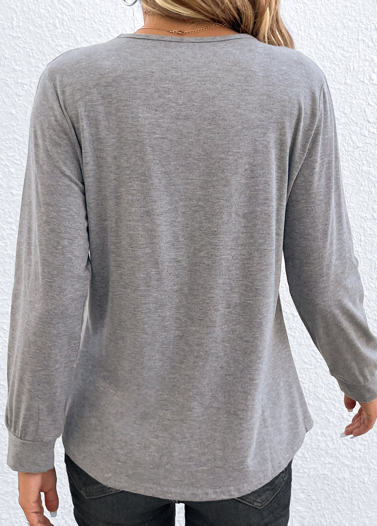 Light Grey Ruched Square Neck T Shirt