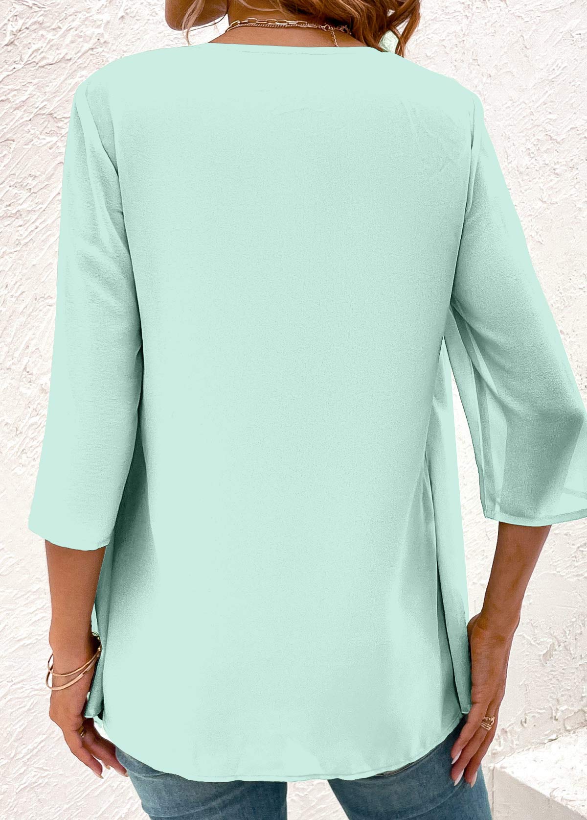 Plus Size Mint Green Fake 2in1 Blouse