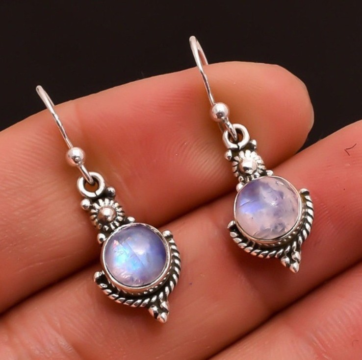 Silver Round Alloy Vintage Detail Earrings