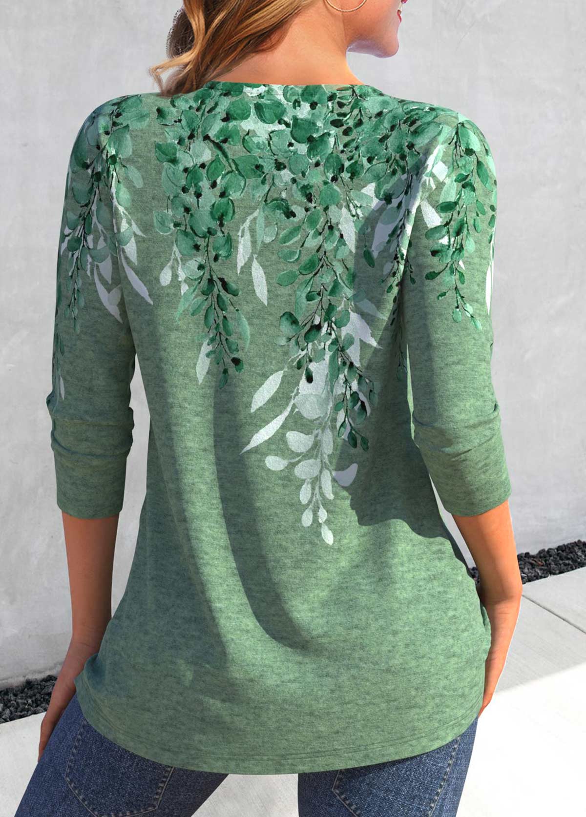 Plants Print Criss Cross Green T Shirt