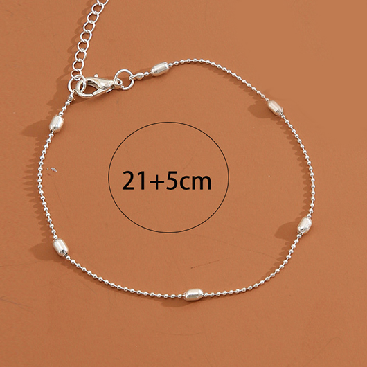 Layered Design Alloy Silvery White Anklet