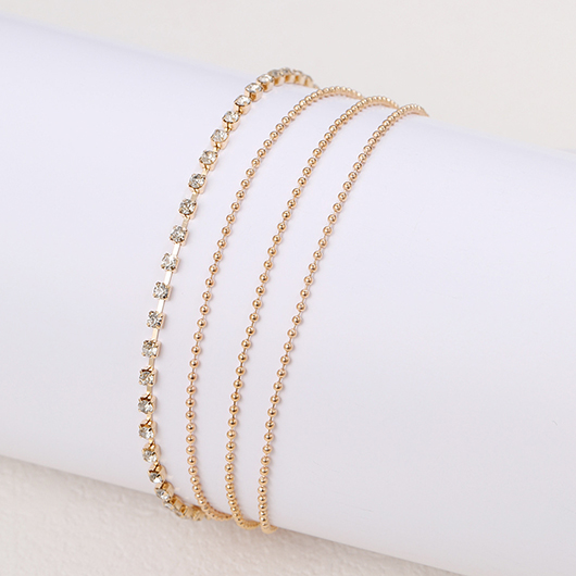 Alloy Layered Gold Rhinestone Detail Anklet