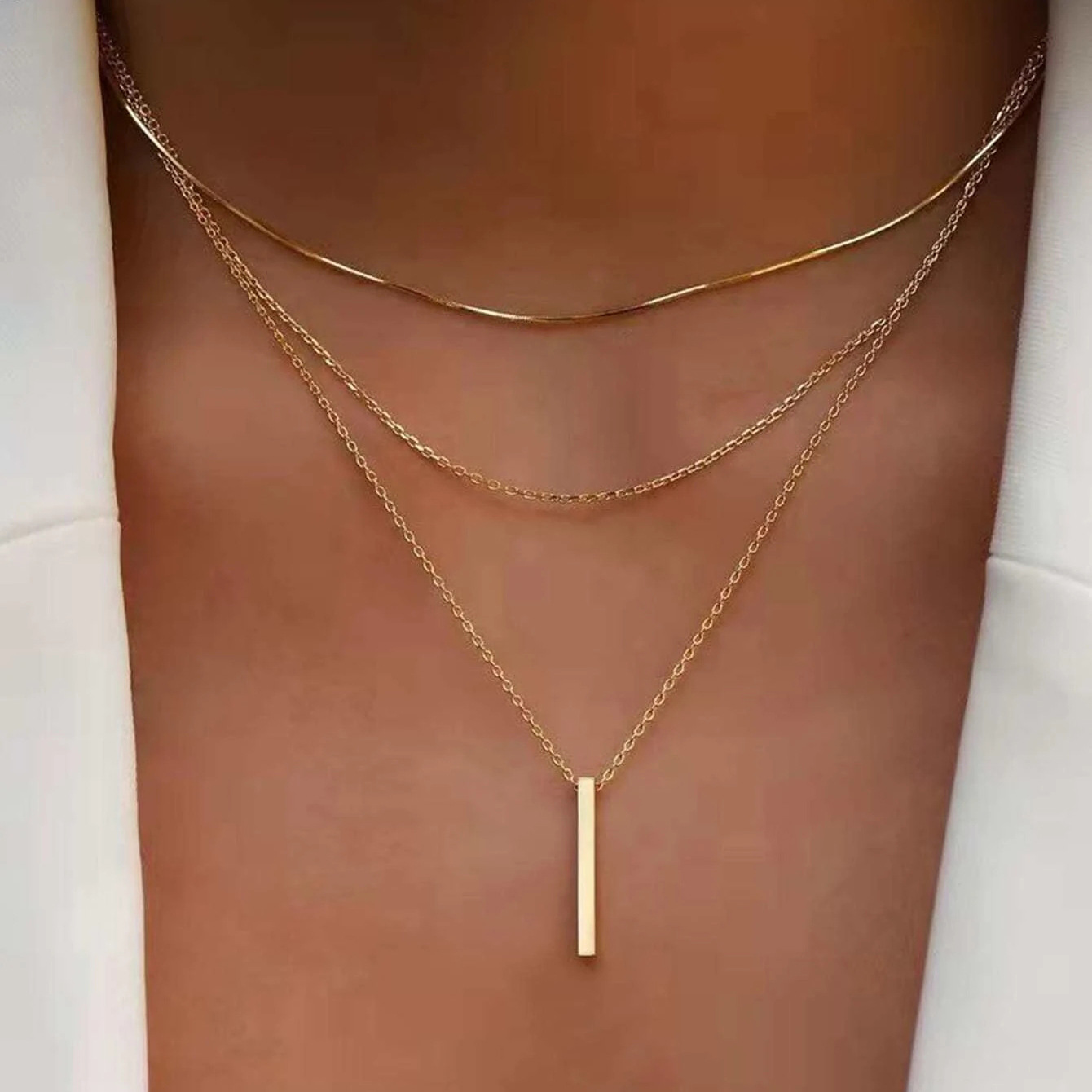 Gold Chain Alloy Layered Design Necklace