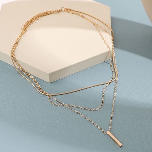 Gold Chain Alloy Layered Design Necklace