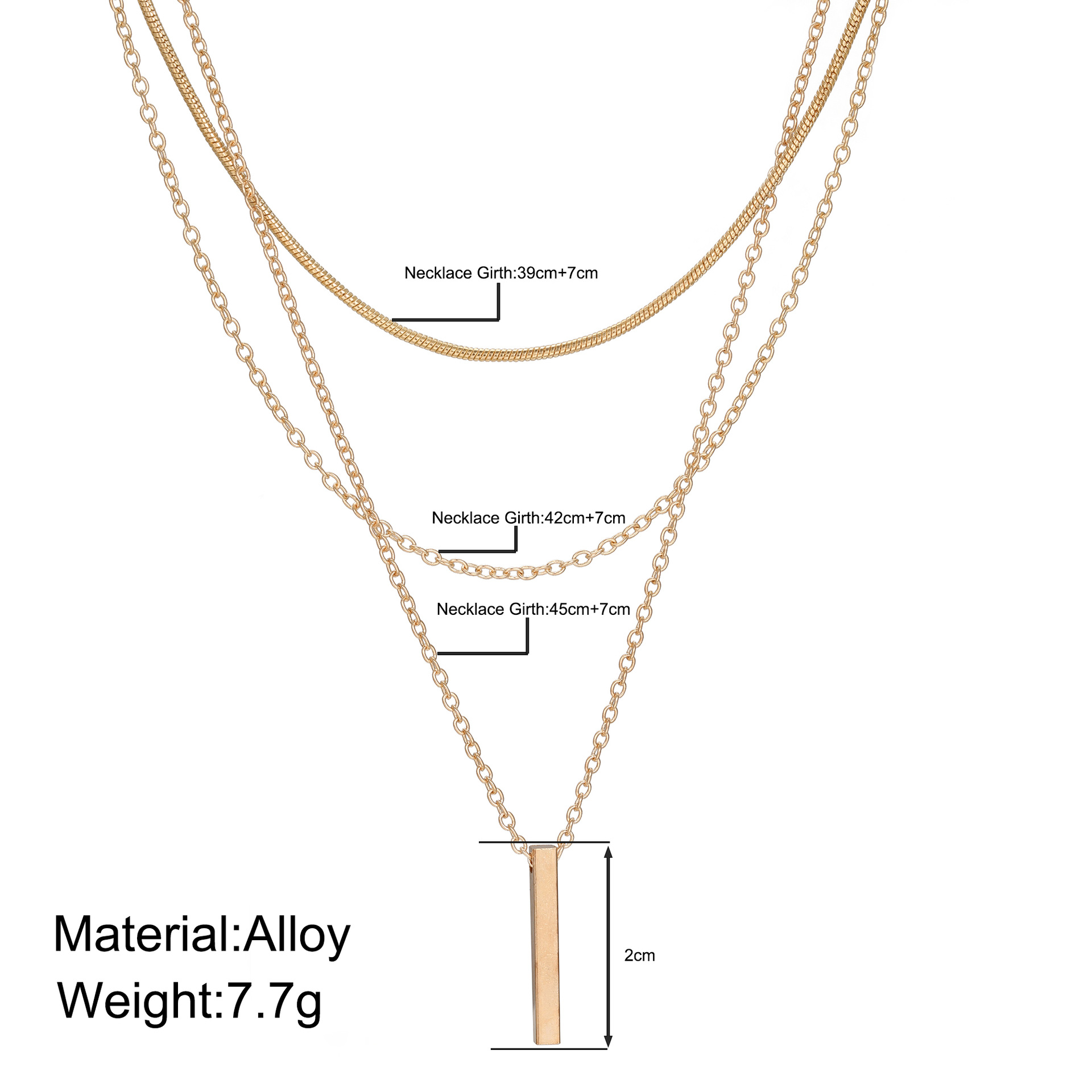 Gold Chain Alloy Layered Design Necklace