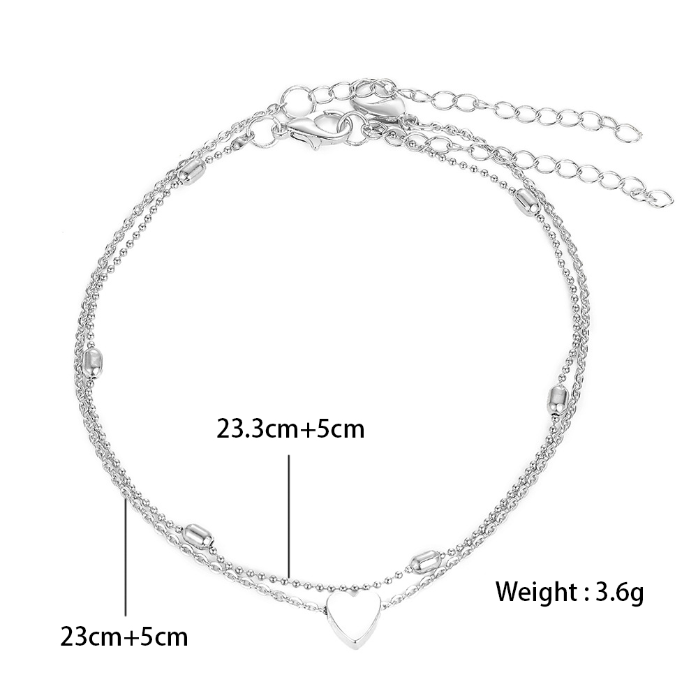 Silvery White Layered Heart Design Anklet