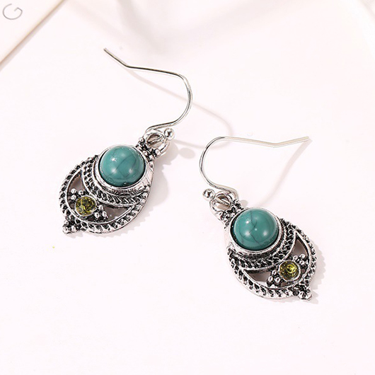 Alloy Detail Turquoise Hollow Design Earrings