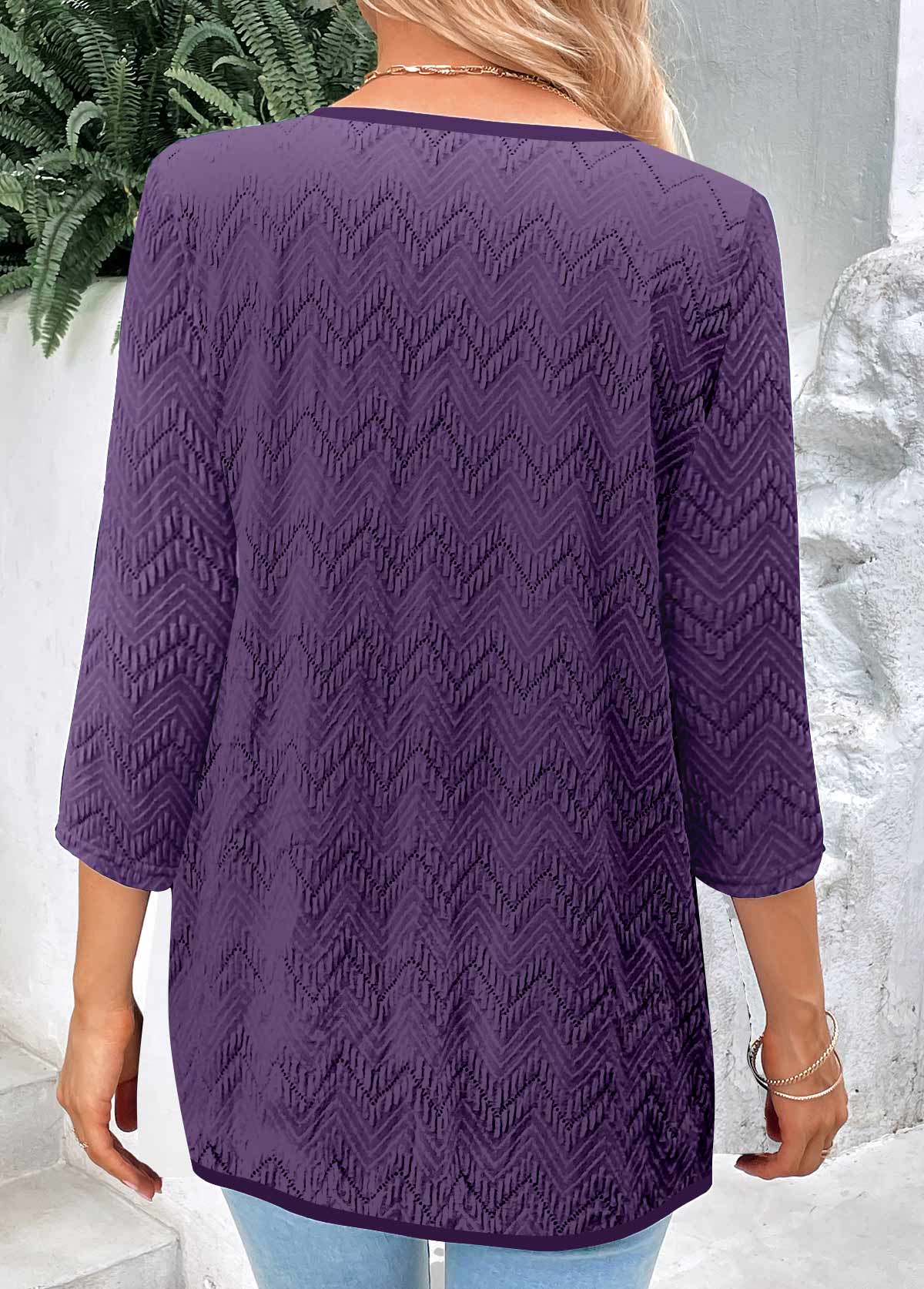 Paisley Print Fake 2in1 Dark Purple Blouse