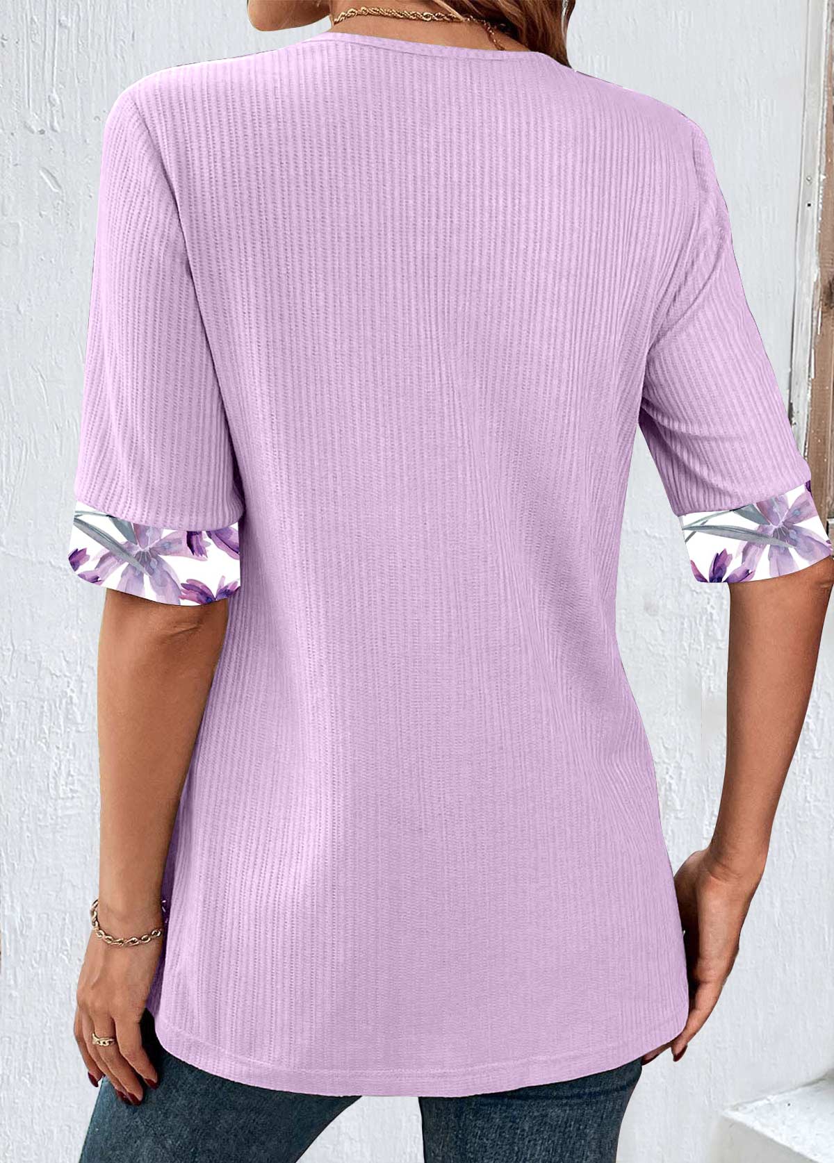 Plus Size Light Purple Fake 2in1 T Shirt