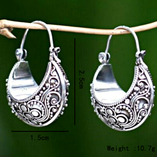 Alloy Retro Silver Tribal Design Earrings