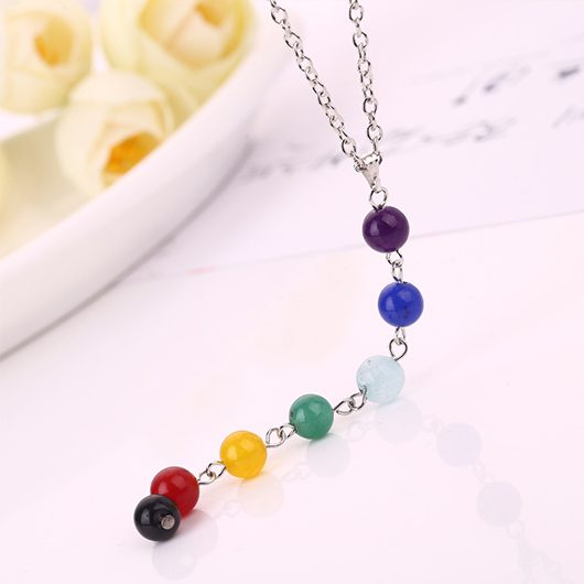 Alloy Detail Multi Color Round Necklace