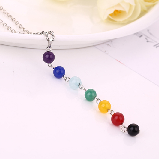 Alloy Detail Multi Color Round Necklace