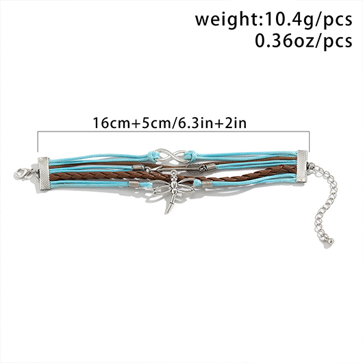 Alloy Detail Light Blue Dragonfly Design Bracelet