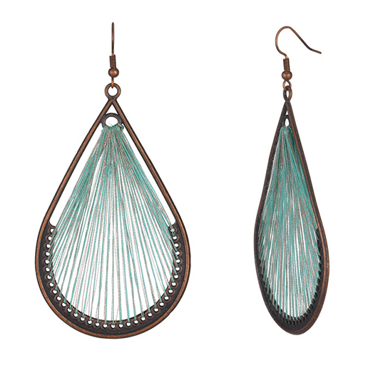 Alloy Detail Turquoise Waterdrop Design Earrings