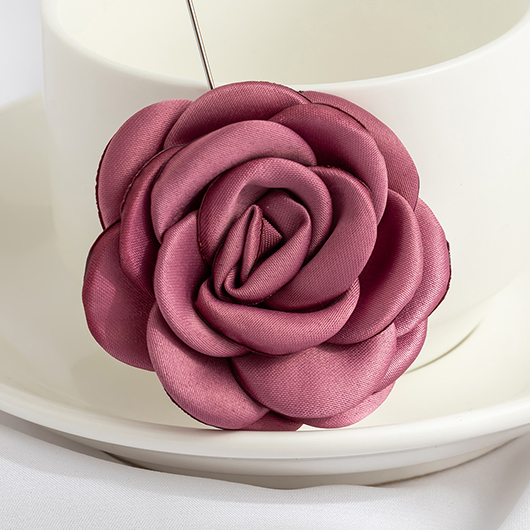 Stereoscopic Flowers Design Pink Rose Brooch